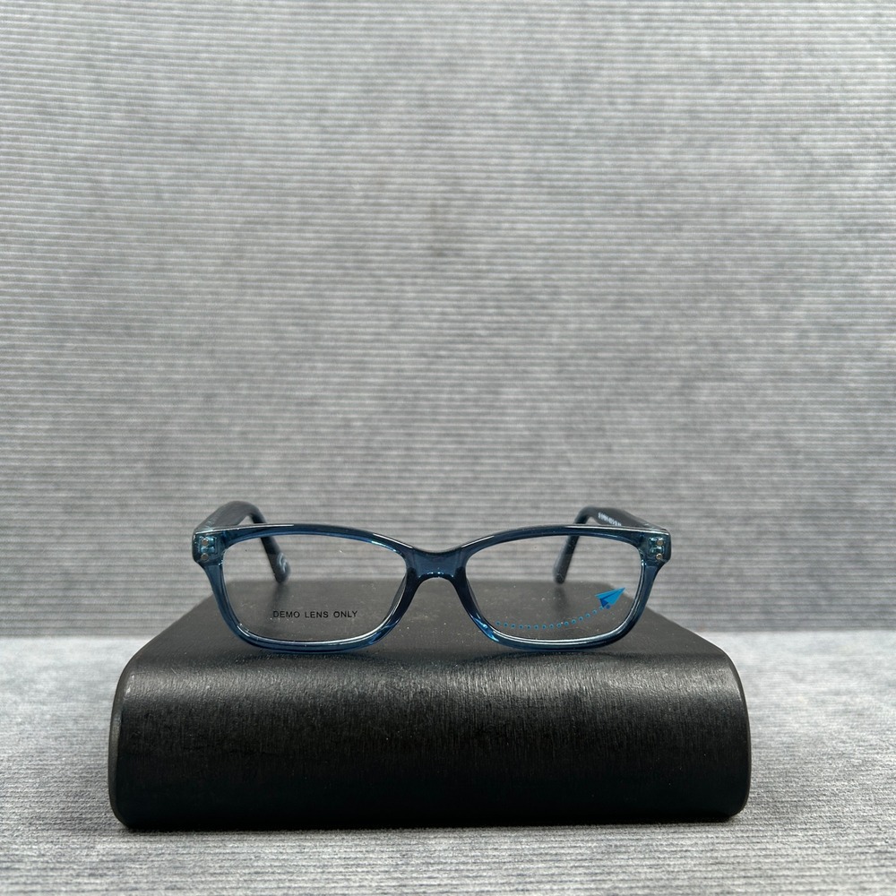Essilor Vision Foundation EVF8019 Navy Blue Rectangular Y2k Eyeglass Frames